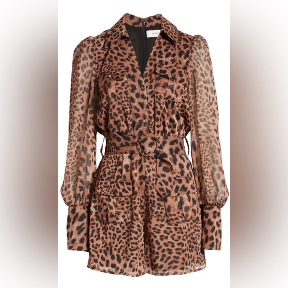 NWT MISHA Collection Lillia Long Sleeve Romper In Animal Mosaic US Size 12 - Picture 1 of 11